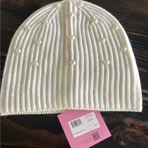 Kate Spade NWT. French Cream beanie with pearls.